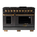 KUCHT Gemstone Professional 48-Inch 6.7 Cu. Ft. Dual Fuel Range for Natural Gas with Sealed Burners and Convection Oven in Titanium Stainless Steel (KED484)