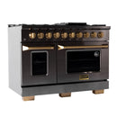KUCHT Gemstone Professional 48-Inch 6.7 Cu. Ft. Dual Fuel Range for Natural Gas with Sealed Burners and Convection Oven in Titanium Stainless Steel (KED484)