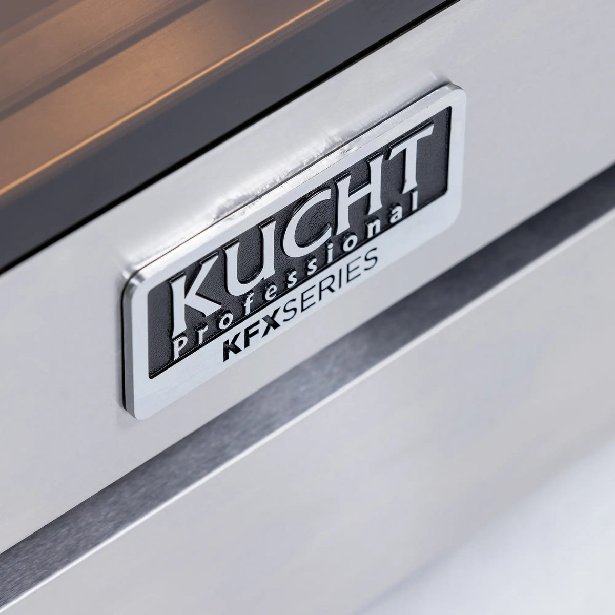 Kucht KFX series gas range stainless nameplate on control panel