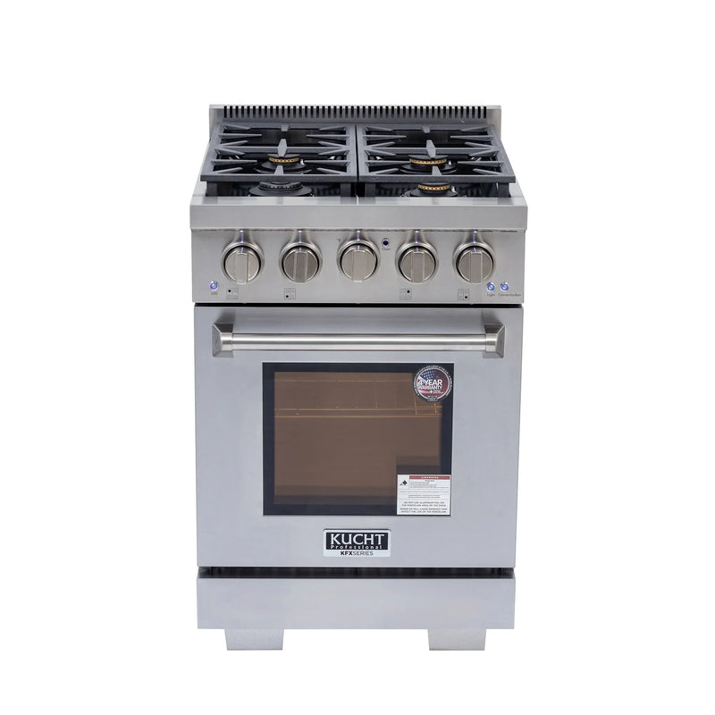 Kucht Professional 24-Inch Propane Gas Range with 2.5 cu. ft. Oven in Stainless Steel with True Simmer Burners (KFX2400X/LP-S)