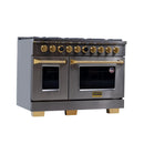 Kucht Horus 48-Inch Dual Fuel Range in Propane Gas with  6.7 cu. ft. Electric Oven & 8 Gas Burners in Dark Titanium Stainless Steel with Digital Thermostat (KXD48/LP)