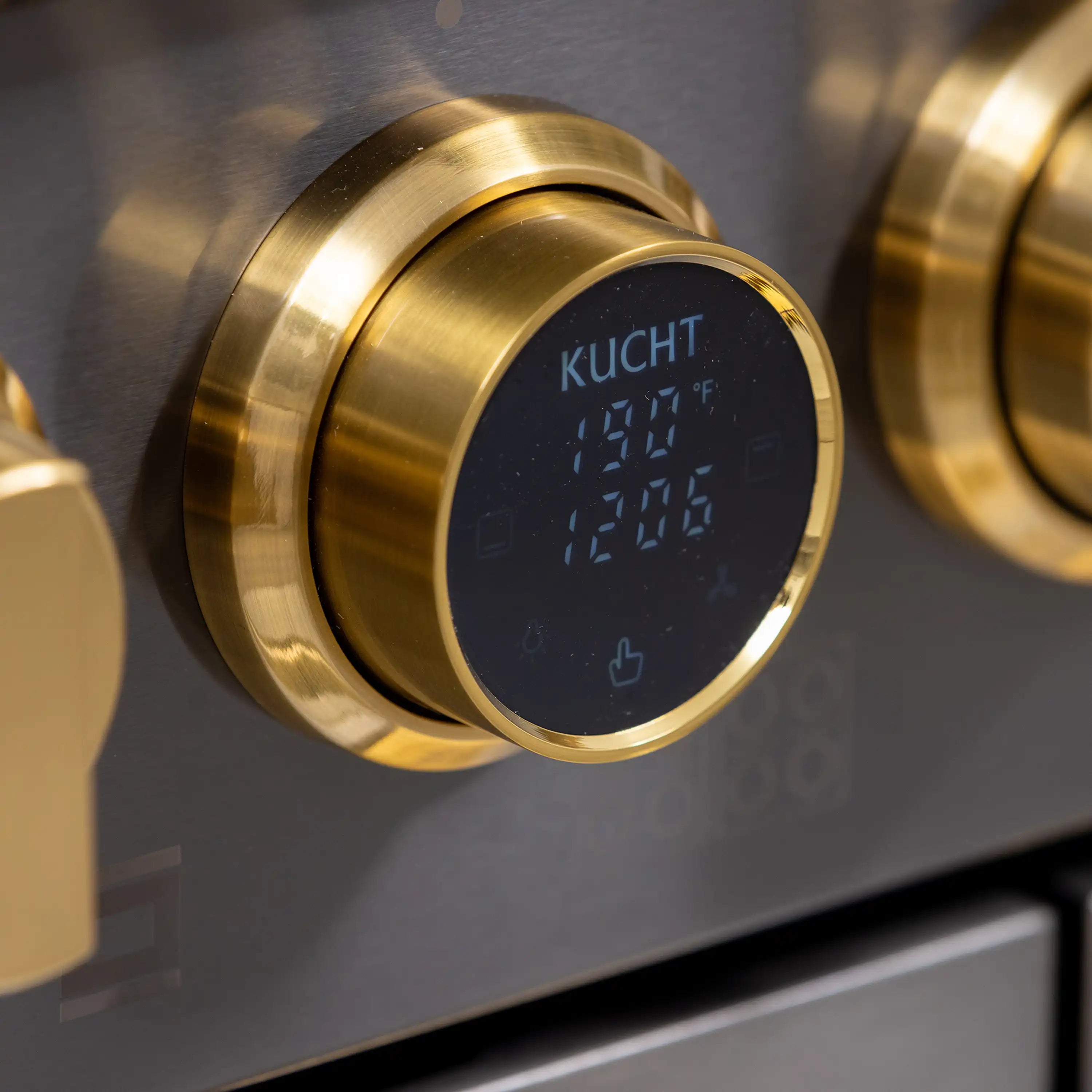 Range control knob with Kucht digital temperature display, dark titanium stainless finish