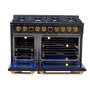 Kucht 2-Piece Appliance Package - 48-Inch Propane Gas Range with 6.7 Cu. Ft. Oven & Wall Mount Range Hood in Dark Titanium Stainless Steel with Gold Accents
