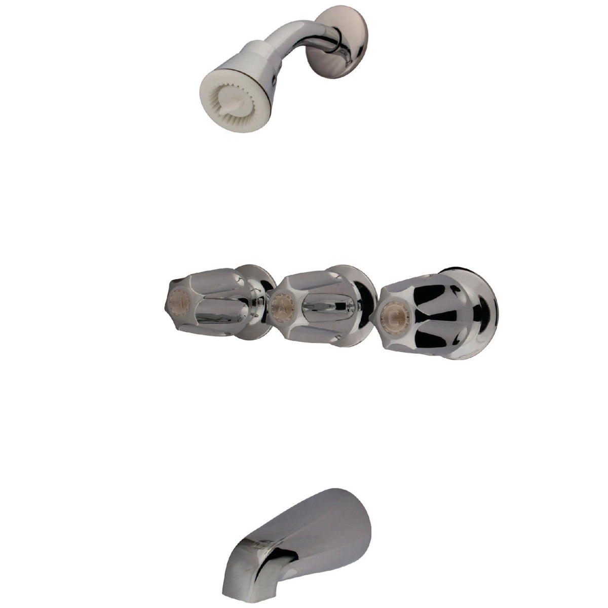 Triple-Handle Tub and Shower Faucet in Polished Chrome