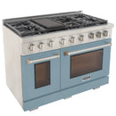 Kucht Professional 48-Inch 6.7 cu. ft. Gas Range in Light Blue with Silver Accents (KFX480-LB)
