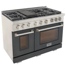 Kucht Professional 48-Inch 6.7 cu. ft. Propane Gas Range in Cement Gray with True Simmer Burners (KFX4800X/LP-GY)