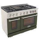 Kucht Professional 48-Inch 6.7 cu. ft. Propane Gas Range in Olive Green with Silver Accents (KFX480/LP-G)