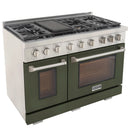 Kucht Professional 48-Inch 6.7 cu. ft. Propane Gas Range in Olive Green with True Simmer Burners (KFX4800X/LP-G)