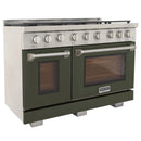 Kucht Professional 48-Inch 6.7 cu. ft. Propane Gas Range in Olive Green with Silver Accents (KFX480/LP-G)