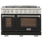 Kucht Professional 48-Inch 6.7 cu. ft. Propane Gas Range in Black with Silver Accents (KFX480/LP-BK)