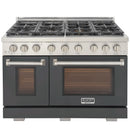 Kucht Professional 48-Inch 6.7 cu. ft. Propane Gas Range in Cement Gray with True Simmer Burners (KFX4800X/LP-GY)