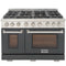 Kucht Professional 48-Inch 6.7 cu. ft. Gas Range in Cement Gray with Silver Accents (KFX480-GY)