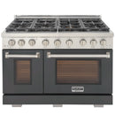 Kucht Professional 48-Inch 6.7 cu. ft. Propane Gas Range in Cement Gray with Silver Accents (KFX480/LP-GY)