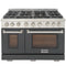 Kucht Professional 48-Inch 6.7 cu. ft. Propane Gas Range in Cement Gray with Silver Accents (KFX480/LP-GY)