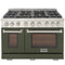 Kucht Professional 48-Inch 6.7 cu. ft. Gas Range in Olive Green with True Simmer Burners (KFX4800X-G)