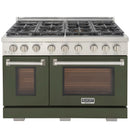 Kucht Professional 48-Inch 6.7 cu. ft. Propane Gas Range in Olive Green with True Simmer Burners (KFX4800X/LP-G)