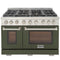 Kucht Professional 48-Inch 6.7 cu. ft. Propane Gas Range in Olive Green with True Simmer Burners (KFX4800X/LP-G)
