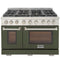 Kucht Professional 48-Inch 6.7 cu. ft. Propane Gas Range in Olive Green with Silver Accents (KFX480/LP-G)