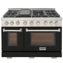 Kucht Professional 48-Inch 6.7 cu. ft. Propane Gas Range in Black with Silver Accents (KFX480/LP-BK)