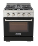 Kucht Professional 30-Inch 4.2 cu. ft. Gas Range in Black with Silver Accents (KFX300-BK)