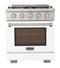 Kucht Professional 30-Inch 4.2 cu. ft. Gas Range in White with Silver Accents (KFX300-W)