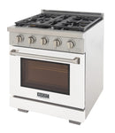 Kucht Professional 30-Inch 4.2 cu. ft. Gas Range in White with Silver Accents (KFX300-W)