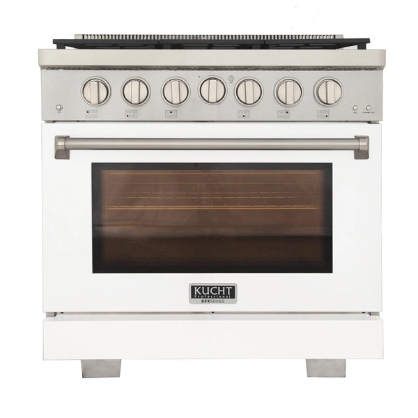 Kucht Professional 36-Inch 5.2 cu. ft. Gas Range in White with True Simmer Burners (KFX3600X-W)