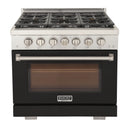Kucht Professional 36-Inch 5.2 cu. ft. Propane Gas Range in Black with Silver Accents (KFX360/LP-BK)