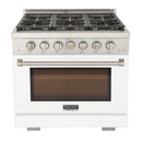 Kucht Professional 36-Inch 5.2 cu. ft. Propane Gas Range in White with Silver Accents (KFX360/LP-W)