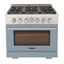 Kucht Professional 36-Inch 5.2 cu. ft. Propane Gas Range in Light Blue with Silver Accents (KFX360/LP-LB)