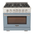 Kucht Professional 36-Inch 5.2 cu. ft. Propane Gas Range in Light Blue with True Simmer Burners (KFX3600X/LP-LB)