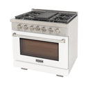 Kucht Professional 36-Inch 5.2 cu. ft. Propane Gas Range in White with Silver Accents (KFX360/LP-W)
