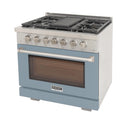 Kucht Professional 36-Inch 5.2 cu. ft. Gas Range in Light Blue with Silver Accents (KFX360-LB)