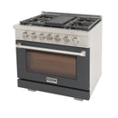 Kucht Professional 36-Inch 5.2 cu. ft. Gas Range in Gray with Silver Accents (KFX360-GY)