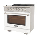 Kucht Professional 36-Inch 5.2 cu. ft. Propane Gas Range in White with Silver Accents (KFX360/LP-W)