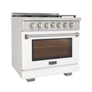 Kucht Professional 36-Inch 5.2 cu. ft. Gas Range in White with Silver Accents (KFX360-W)