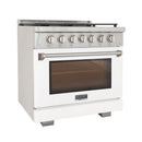 Kucht Professional 36-Inch 5.2 cu. ft. Propane Gas Range in White with True Simmer Burners (KFX3600X/LP-W)