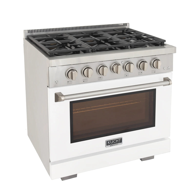 Kucht Professional 36-Inch 5.2 cu. ft. Gas Range in White with True Simmer Burners (KFX3600X-W)