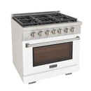 Kucht Professional 36-Inch 5.2 cu. ft. Propane Gas Range in White with True Simmer Burners (KFX3600X/LP-W)