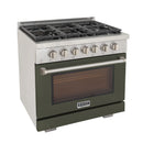 Kucht Professional 36-Inch 5.2 cu. ft. Gas Range in Olive Green with True Simmer Burners (KFX3600X-G)