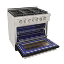 Kucht Professional 36-Inch 5.2 cu. ft. Gas Range in Black with True Simmer Burners (KFX3600X-BK)
