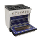 Kucht Professional 36-Inch 5.2 cu. ft. Propane Gas Range in Black with Silver Accents (KFX360/LP-BK)
