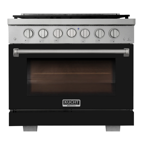 Kucht Professional 36-Inch 5.2 cu. ft. Gas Range in Black with True Simmer Burners (KFX3600X-BK)