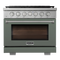 Kucht Professional 36-Inch 5.2 cu. ft. Propane Gas Range in Olive Green with True Simmer Burners (KFX3600X/LP-G)