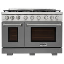 Kucht Professional 48-Inch 6.7 cu. ft. Propane Gas Range in Cement Gray with True Simmer Burners (KFX4800X/LP-GY)