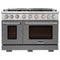 Kucht Professional 48-Inch 6.7 cu. ft. Propane Gas Range in Cement Gray with True Simmer Burners (KFX4800X/LP-GY)