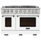 Kucht Professional 48-Inch 6.7 cu. ft. Propane Gas Range in White with True Simmer Burners (KFX4800X/LP-W)