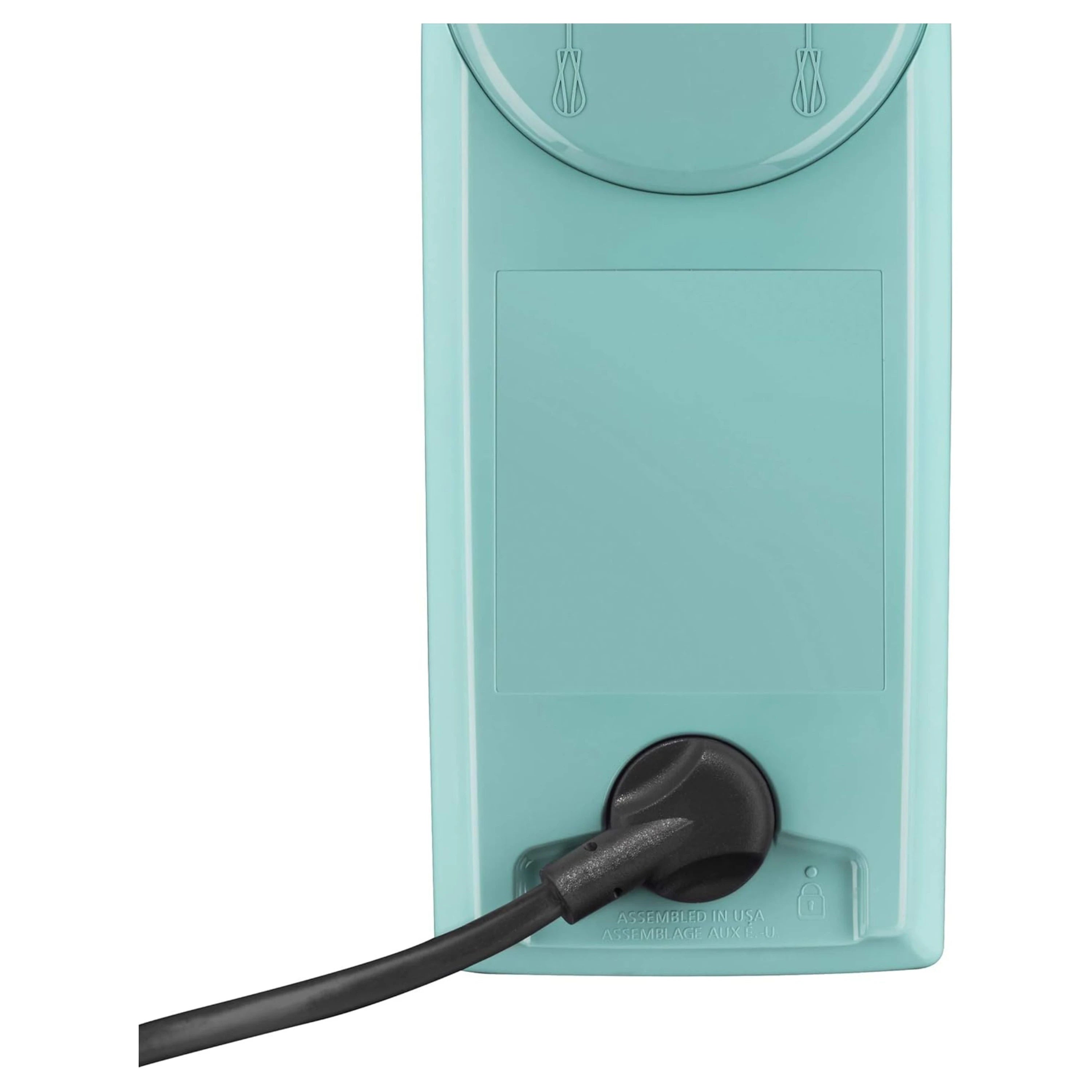 Aqua Sky KitchenAid hand mixer base with power cord and black switch