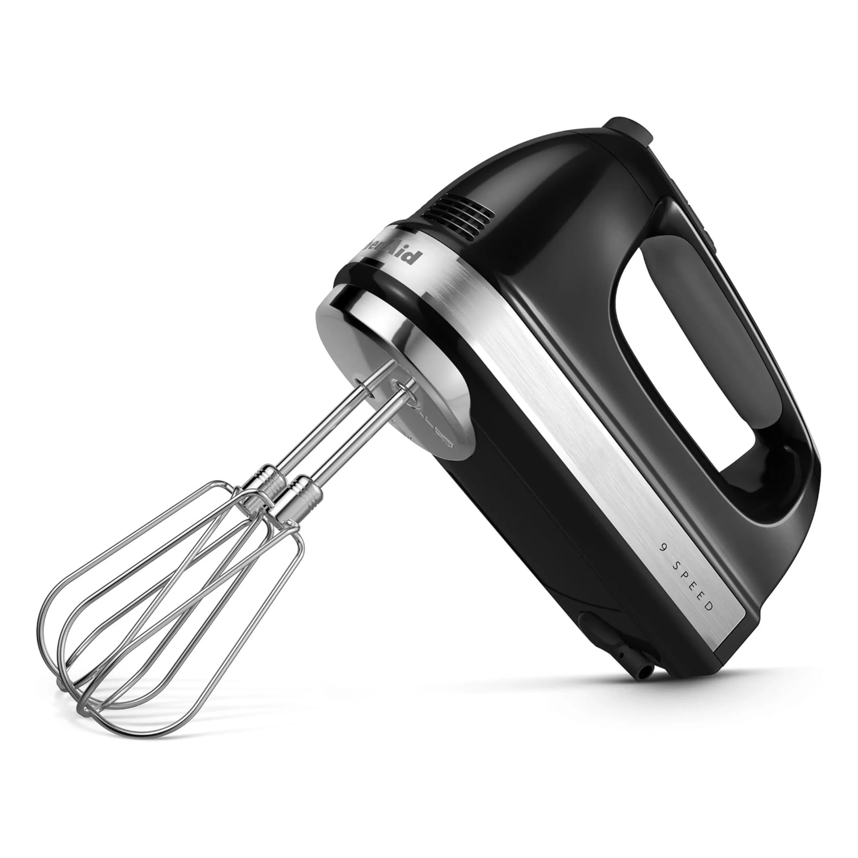 KitchenAid onyx black 9-speed digital hand mixer with beaters and Turbo Beater II
