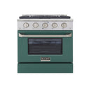 Kucht 30-Inch Pro-Style Dual Fuel Range with Propane Gas in Stainless Steel with Green Oven Door (KDF302/LP-G)